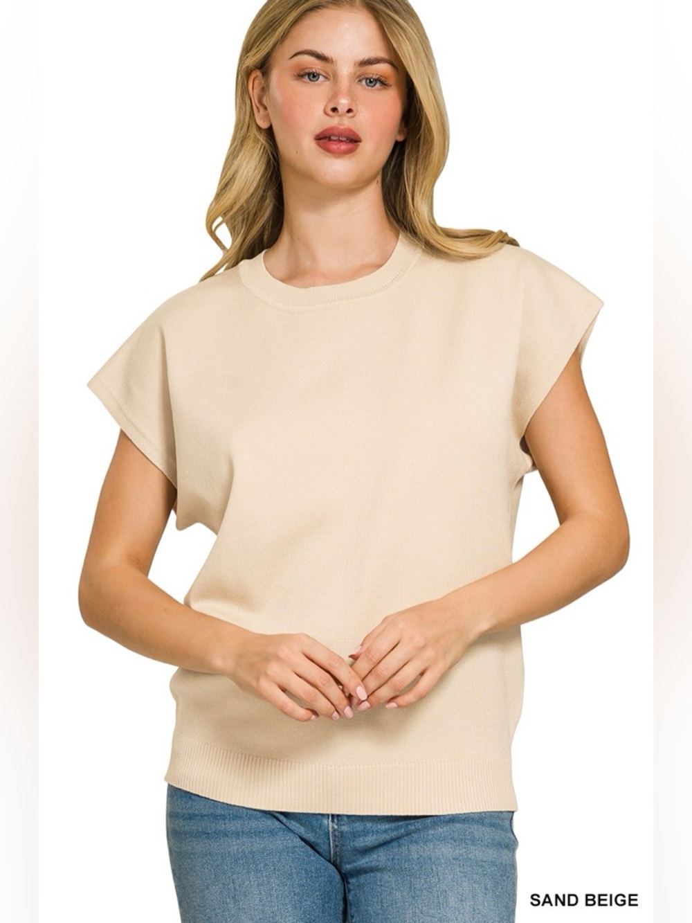 Zenana Viscose Round-neck Short Sleeve Sweater
